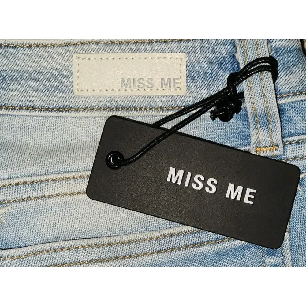 Miss Me Shorts Women 25 Blue Cut-Off Denim Fringe Embroidered Star Jeans NWT - Picture 7 of 7